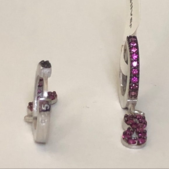 925 Silver infinity earrings cz stones hoop - Picture 3 of 6